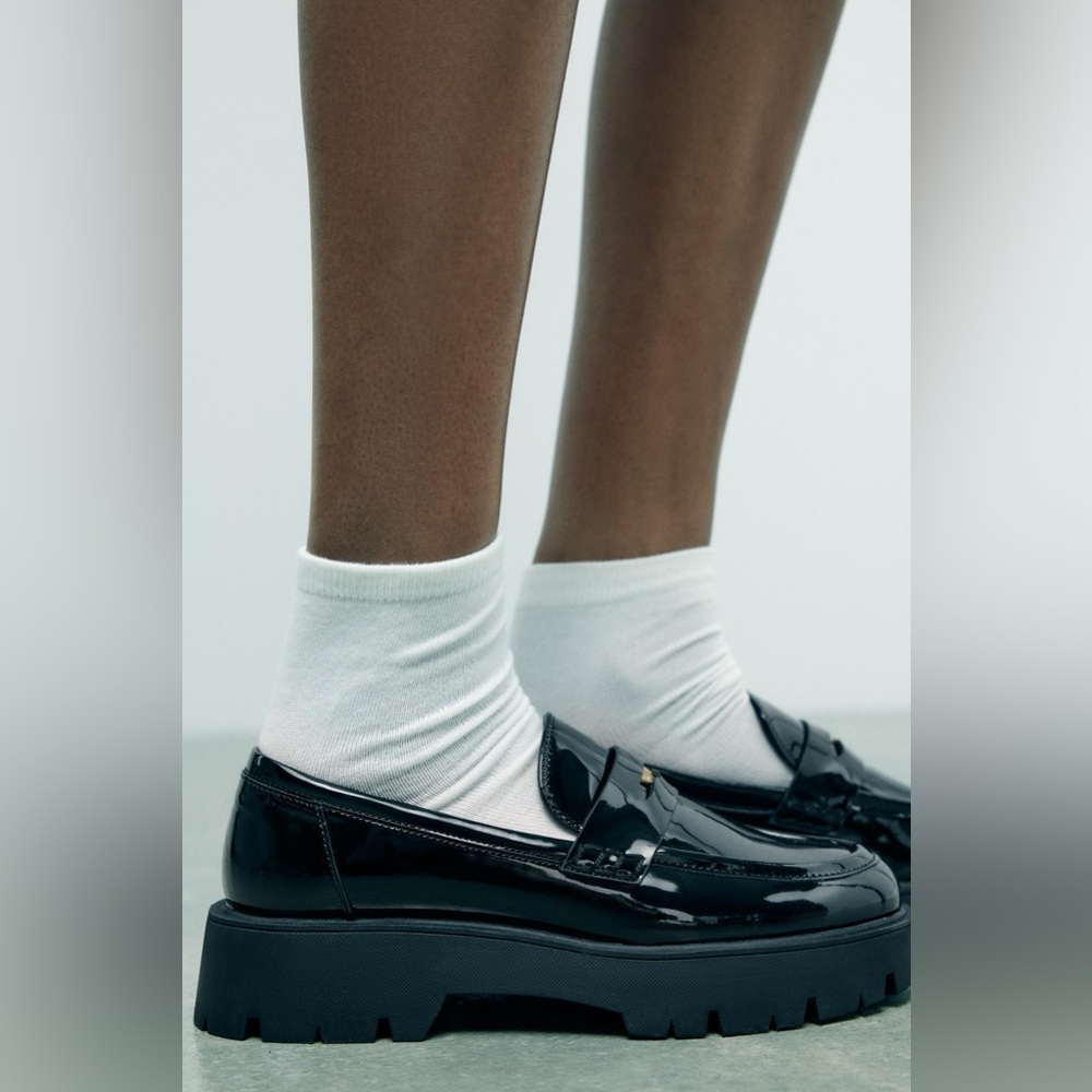 Zara patent loafers